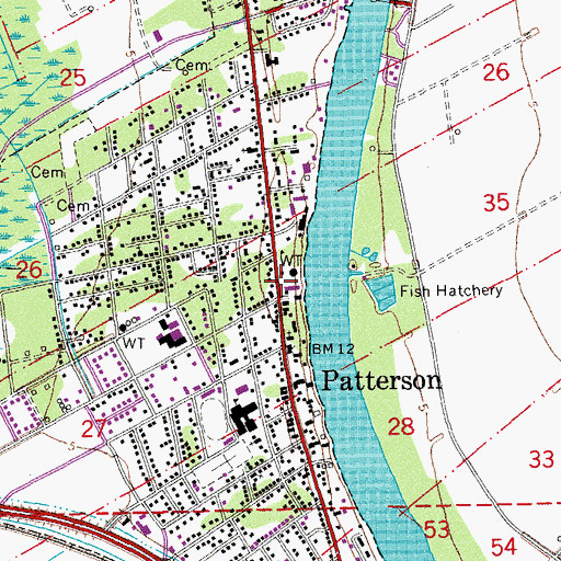 Topographic Map of Patterson Volunteer Fire Department, LA