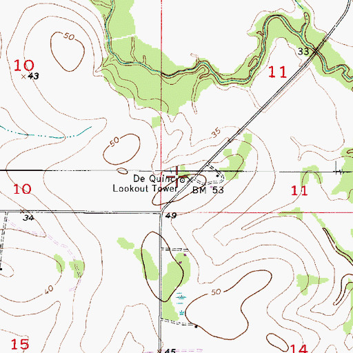 Topographic Map of Gordon Fire Tower, LA