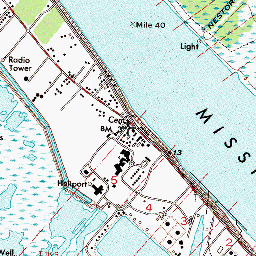Topographic Map of Plaquemines Parish Fire District 3 Port Sulphur Volunteer Fire Department, LA