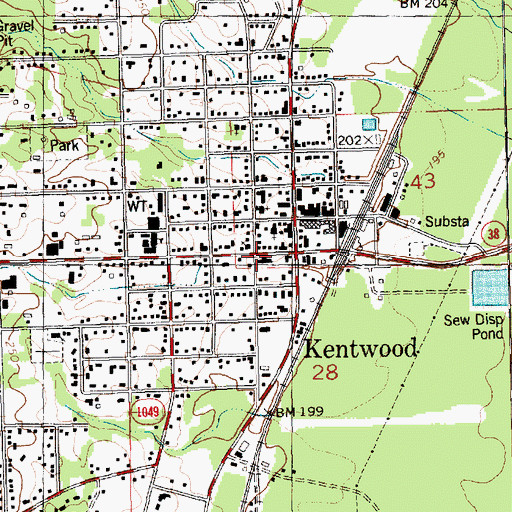 Topographic Map of Kentwood Volunteer Fire Department, LA