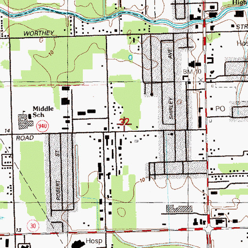 Topographic Map of Gonzales Fire Department Station 10, LA