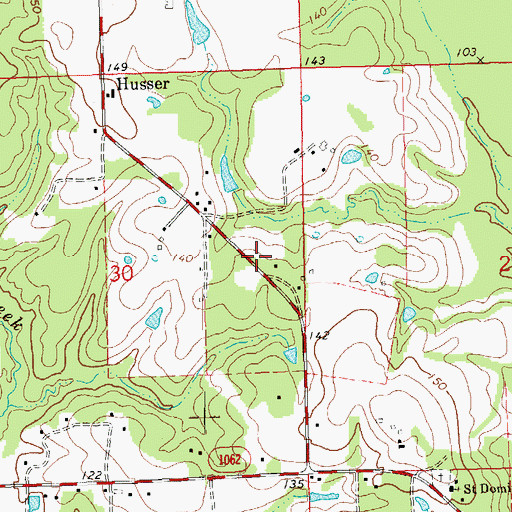 Topographic Map of Husser Volunteer Fire Department Station 1, LA