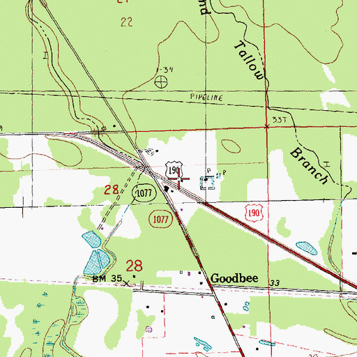 Topographic Map of Saint Tammany Parish Fire District 13 Station 1, LA