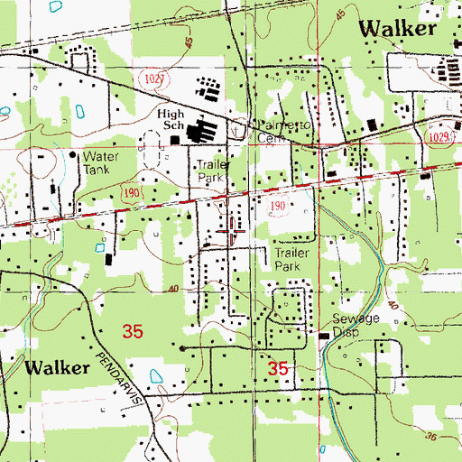 Topographic Map of Livingston Parish Fire Protection District 4 Central Station 1, LA