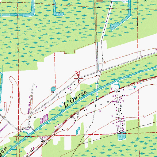 Topographic Map of Bayou L'Ourse Volunteer Fire Department, LA