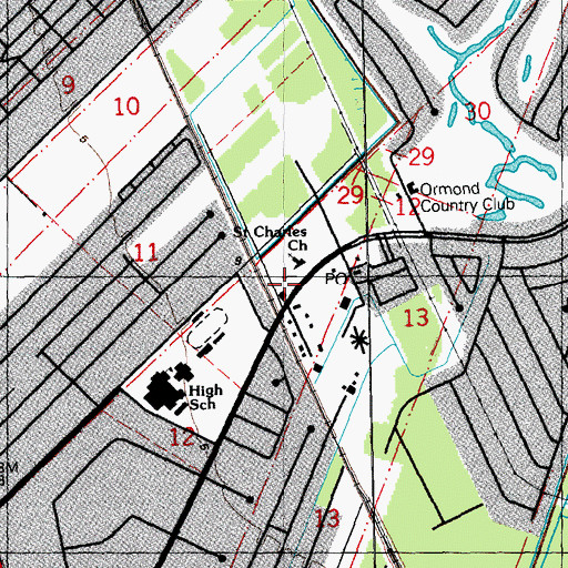 Topographic Map of East Saint Charles Volunteer Fire Department, LA