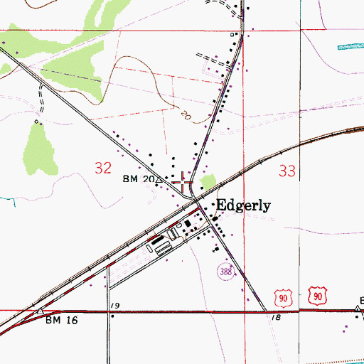 Topographic Map of Calcasieu Parish Ward 7 District 1 Fire Department, LA