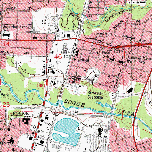 Topographic Map of Bogalusa Fire Department Station 1, LA