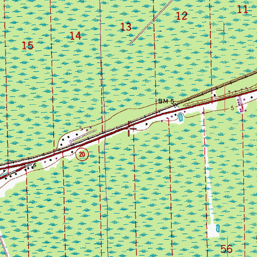 Topographic Map of Donner - Chacahoula Fire Department, LA