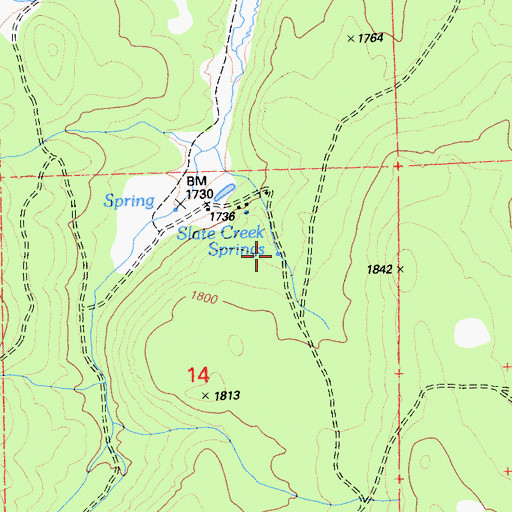 Topographic Map of Slate Creek Springs, CA
