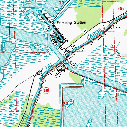 Topographic Map of Bayou Dularge Fire Department, LA