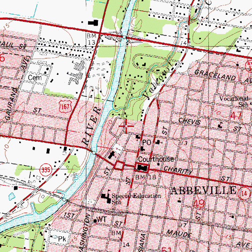 Topographic Map of Abbeville Fire Department, LA
