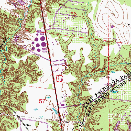 Topographic Map of Pecan Grove Volunteer Fire Department, LA