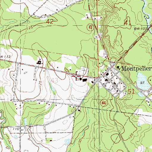 Topographic Map of Montpelier Fire Department, LA