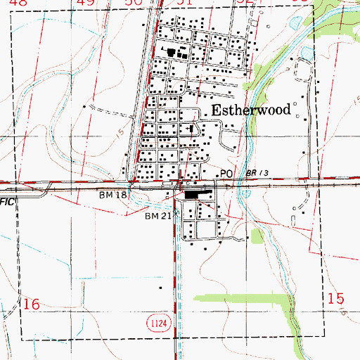 Topographic Map of Estherwood Volunteer Fire Department, LA