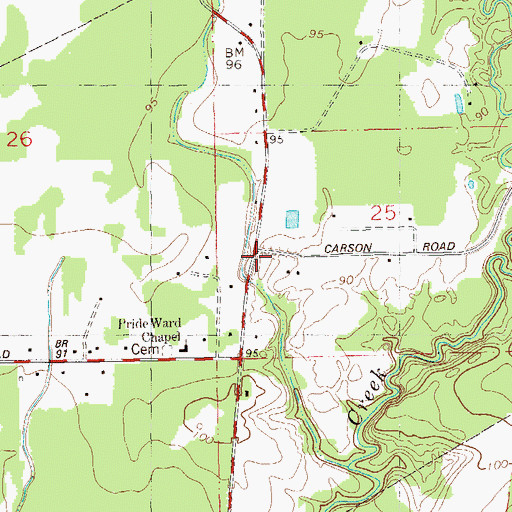 Topographic Map of Pride Volunteer Fire Department Station 10, LA
