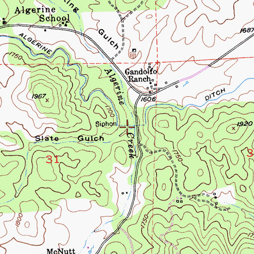 Topographic Map of Slate Gulch, CA