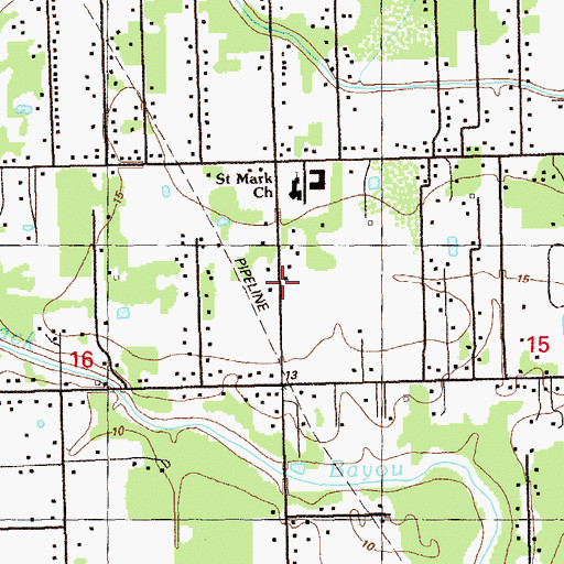 Topographic Map of Ascension Parish Fire Protection District 7, LA