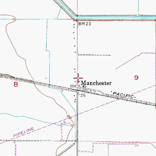 Topographic Map of Manchester Fire Station, LA