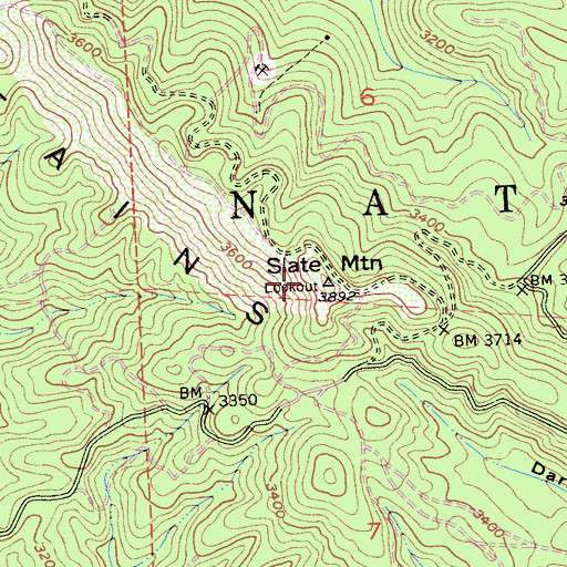 Topographic Map of Slate Mountain, CA
