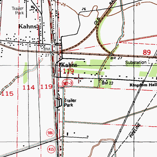 Topographic Map of Lobdell Volunteer Fire Department, LA