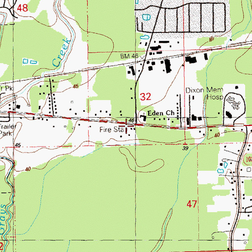 Topographic Map of Livingston Parish Fire District 5 Denham Springs, LA