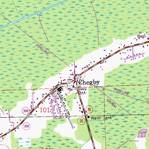 Topographic Map of Chackbay Volunteer Fire Department, LA