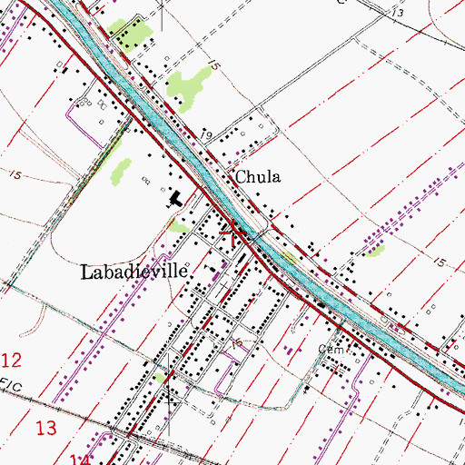 Topographic Map of Labadieville Volunteer Fire Department, LA