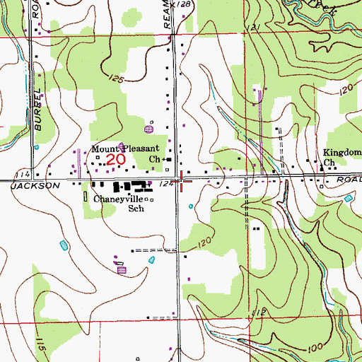 Topographic Map of Chaneyville Volunteer Fire Department, LA