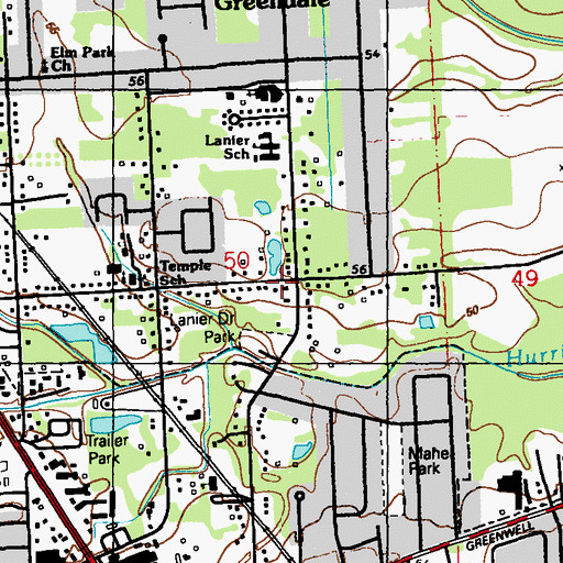 Topographic Map of East Baton Rouge Fire District 6 Station 51, LA
