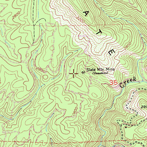 Topographic Map of Slate Mountain Mine, CA