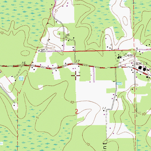 Topographic Map of Maurepas Fire Department, LA