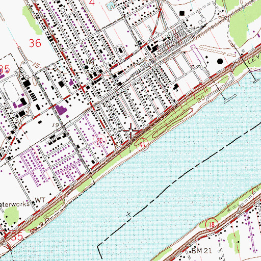 Topographic Map of Gramercy Volunteer Fire Department Station 2, LA