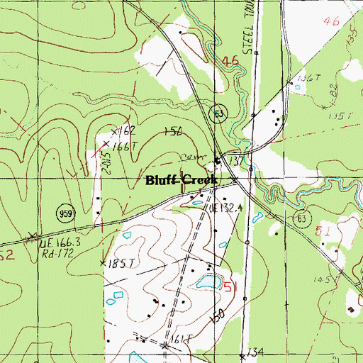 Topographic Map of Bluff Creek Volunteer Fire Department, LA