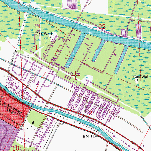 Topographic Map of Village East Volunteer Fire Company, LA