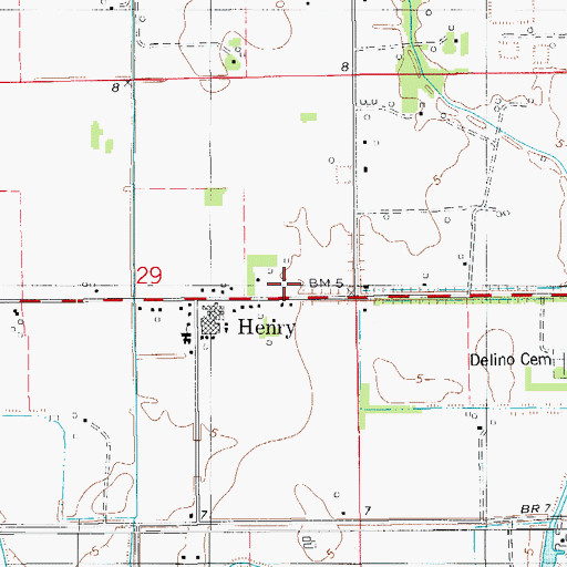Topographic Map of Henry Volunteer Fire Department, LA
