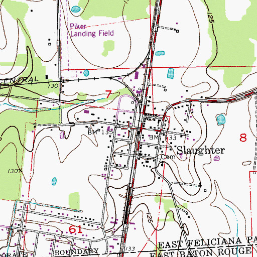 Topographic Map of Slaughter Volunteer Fire Department, LA