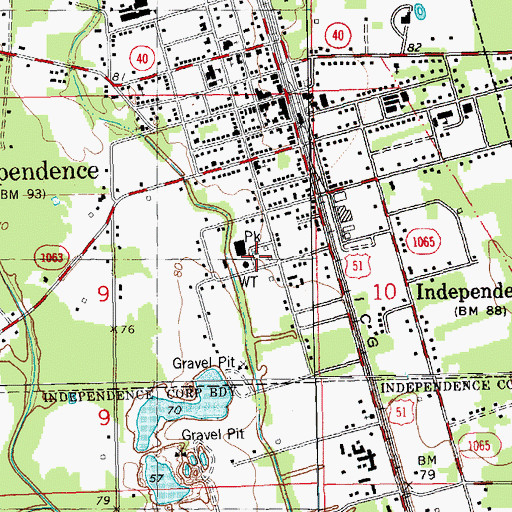 Topographic Map of Independence Fire Department, LA