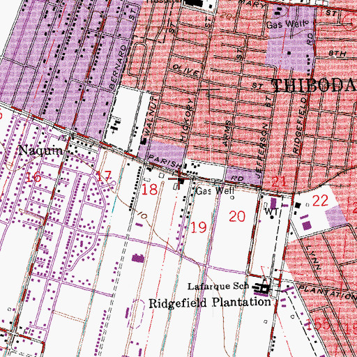 Topographic Map of Thibodaux Volunteer Fire Department Central Station, LA