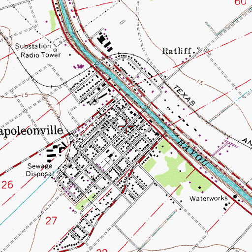 Topographic Map of Napoleonville Volunteer Fire Department Station 1, LA