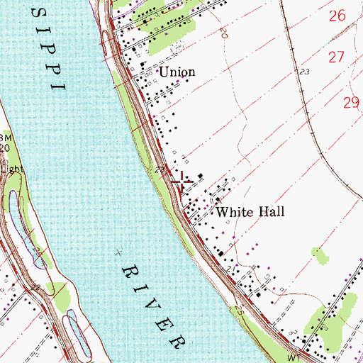 Topographic Map of Union - Convent Fire Department Union Station, LA