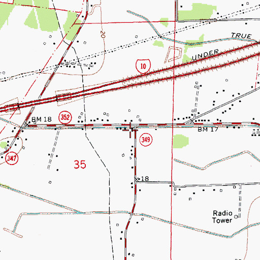 Topographic Map of Henderson Volunteer Fire Department Nina Substation, LA