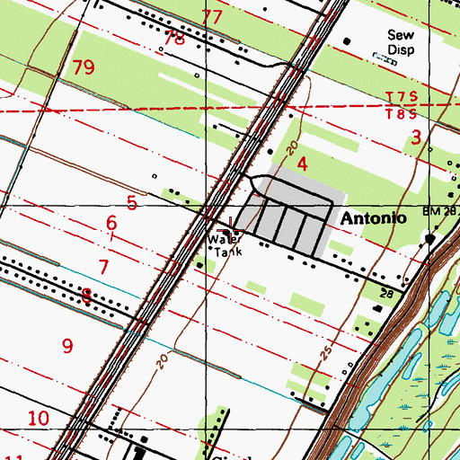 Topographic Map of Brusly Volunteer Fire Department, LA