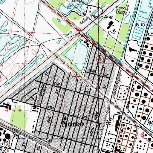 Topographic Map of Norco Area Volunteer Fire Department, LA