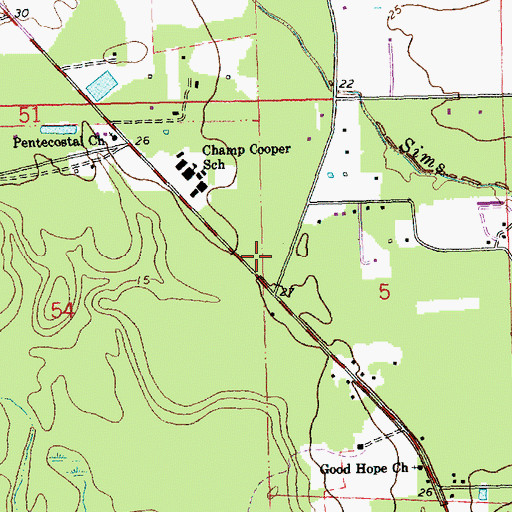 Topographic Map of Eighth Ward Volunteer Fire Department of Tangipahoa Parish Main Station, LA