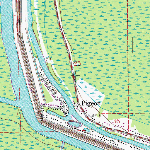 Topographic Map of Bayou Pigeon Volunteer Fire Department, LA