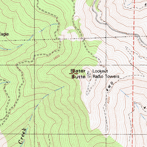 Topographic Map of Slater Butte, CA