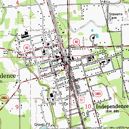 Topographic Map of Independence Fire Department, LA