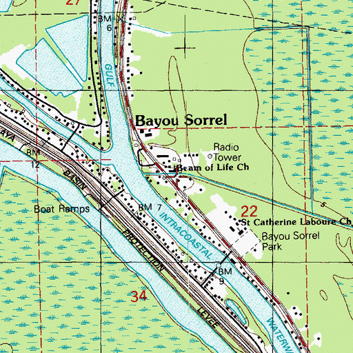 Topographic Map of Bayou Sorrel Fire Department, LA