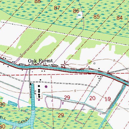 Topographic Map of East Gibson Volunteer Fire Department, LA